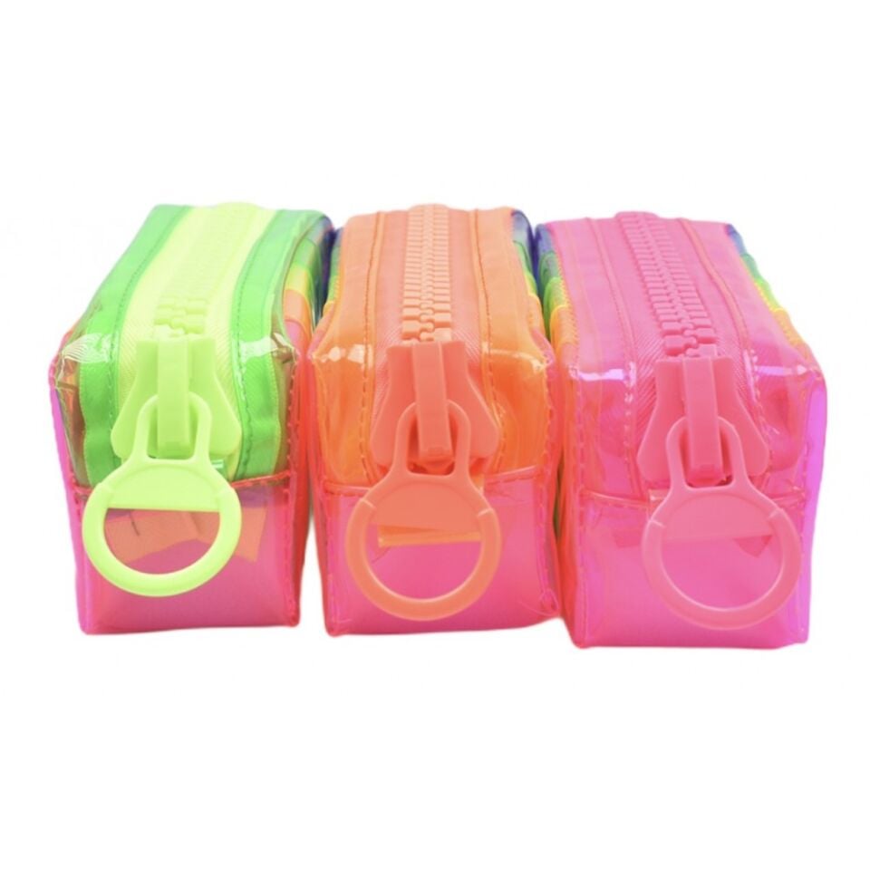 Taros Unick Color Büyük Boy Silikon Gökkuşağı Zipper Kalem Kutu