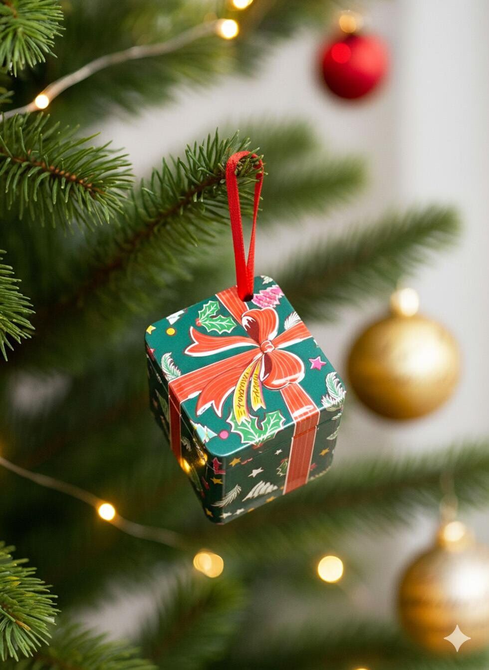 Astaş Yilbasi Desenli Asilabilir Hediye Kutusu