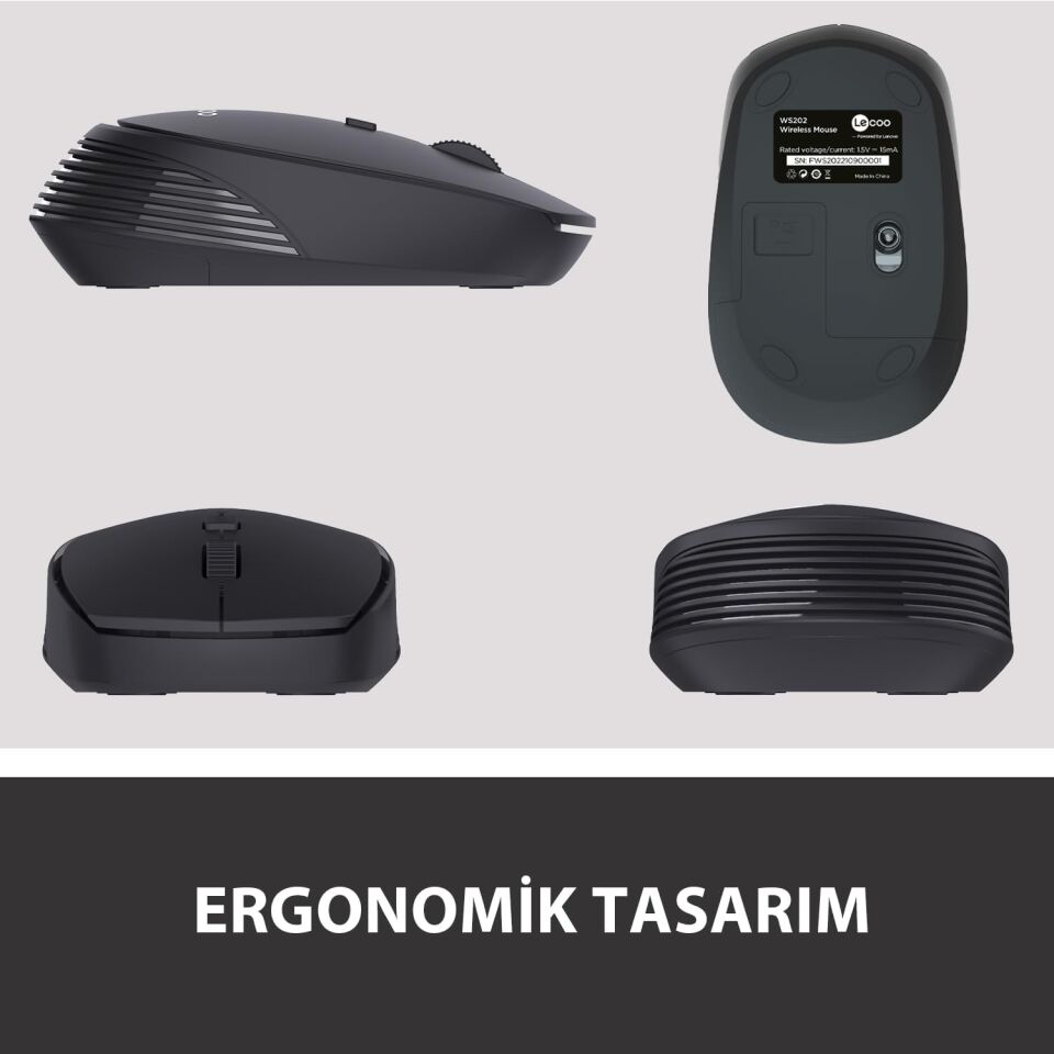 Lecoo Ws202 Siyah Usb Kablosuz Mouse