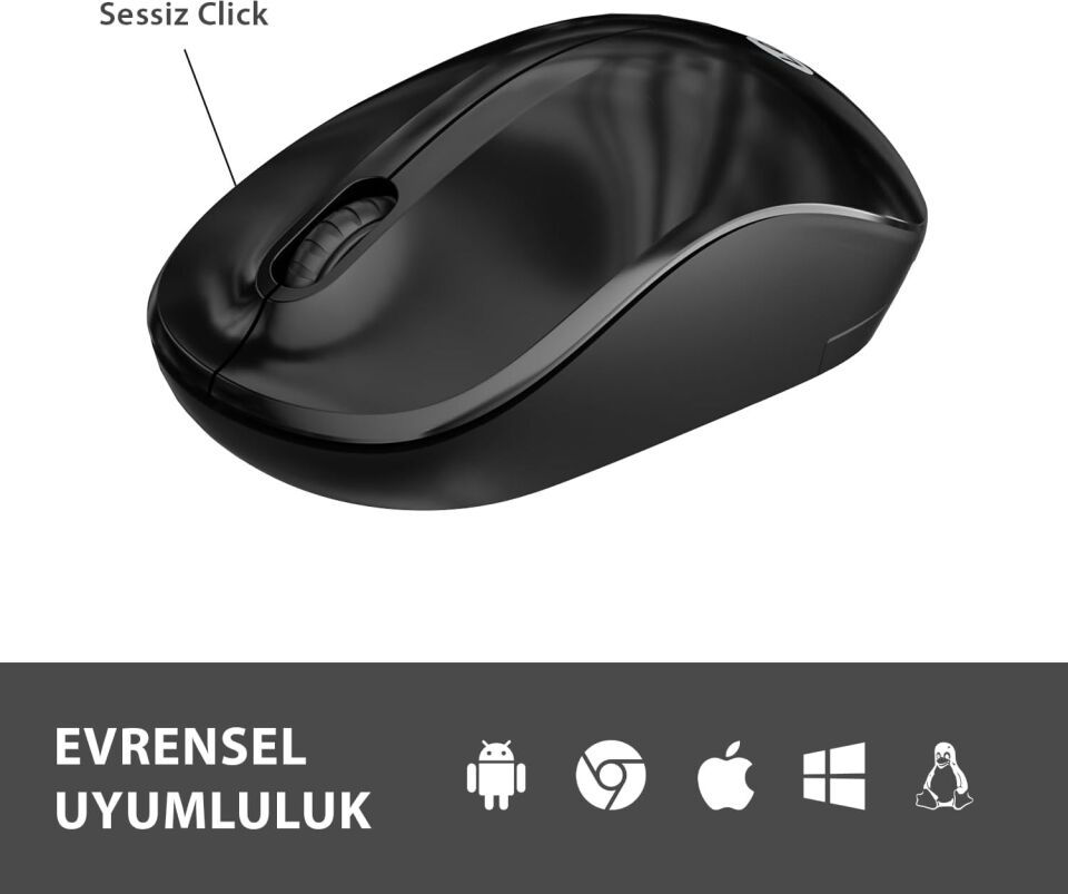 Lecoo Ws206 Kablosuz 1200DPI 3 Tuşlu Optik Mouse Siyah