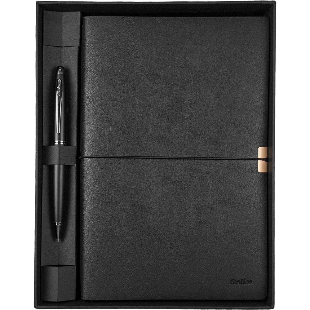 Scrikss Premium Defter Toledo A5 Siyah 88 Tükenmez Mat Siyah Set