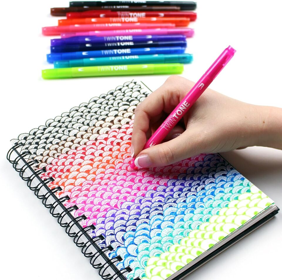 Tombow Twin Tone Dual-Tip G.Kalemi Seti Brights Parlak Renkler 12 Renk