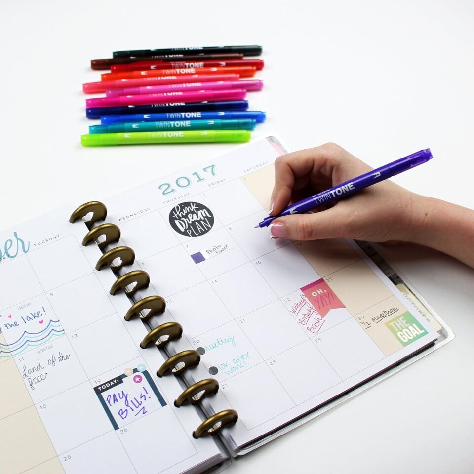 Tombow Twin Tone Dual-Tip G.Kalemi Seti Brights Parlak Renkler 12 Renk