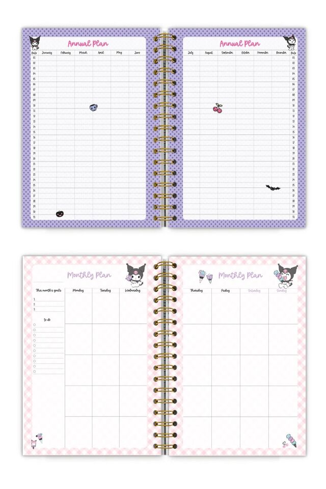Victorias Journals Kuromi Gizli Spiralli Planlayıcı Journal 16,5x23,5