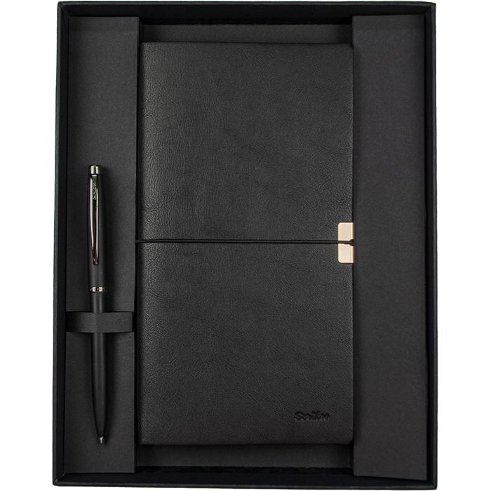 Scrikss Premium Defter Toledo Siyah 108 Prestij Tükenmez Mat Siyah Set