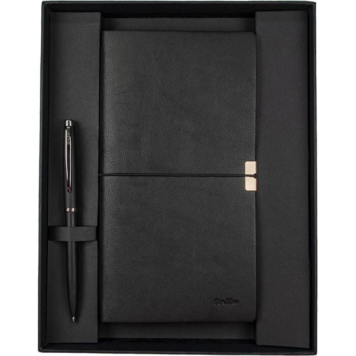 Scrikss Premium Defter Toledo Siyah 108 Prestij Tükenmez Mat Siyah Set