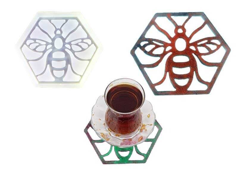 Kmy Arı Desenli Bardak Altlığı Epoksi Kalıbı Khe347
