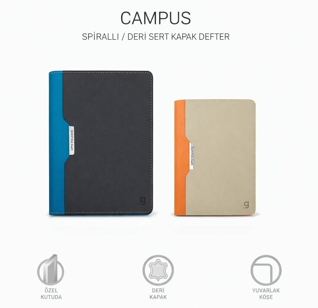 Gıpta Campus Spiralli Sert Kapak Defter 17x24 120 Yaprak Kareli
