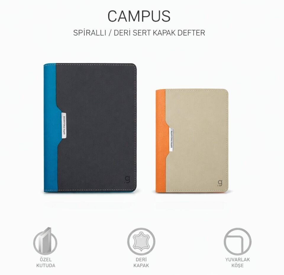 Gıpta Campus Spiralli Sert Kapak Defter 17x24 120 Yaprak Kareli