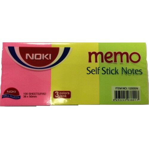Noki Memo 40x50 Karışık Neon Renk No:12005N 3'Lü