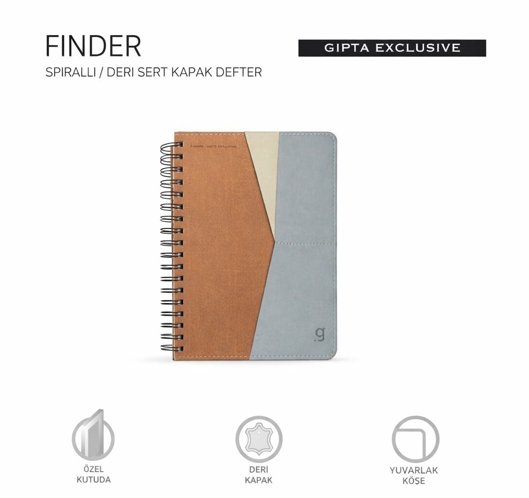 Gıpta Finder Spiralli Sert Kapak Defter 17x24 100 Yaprak Kareli