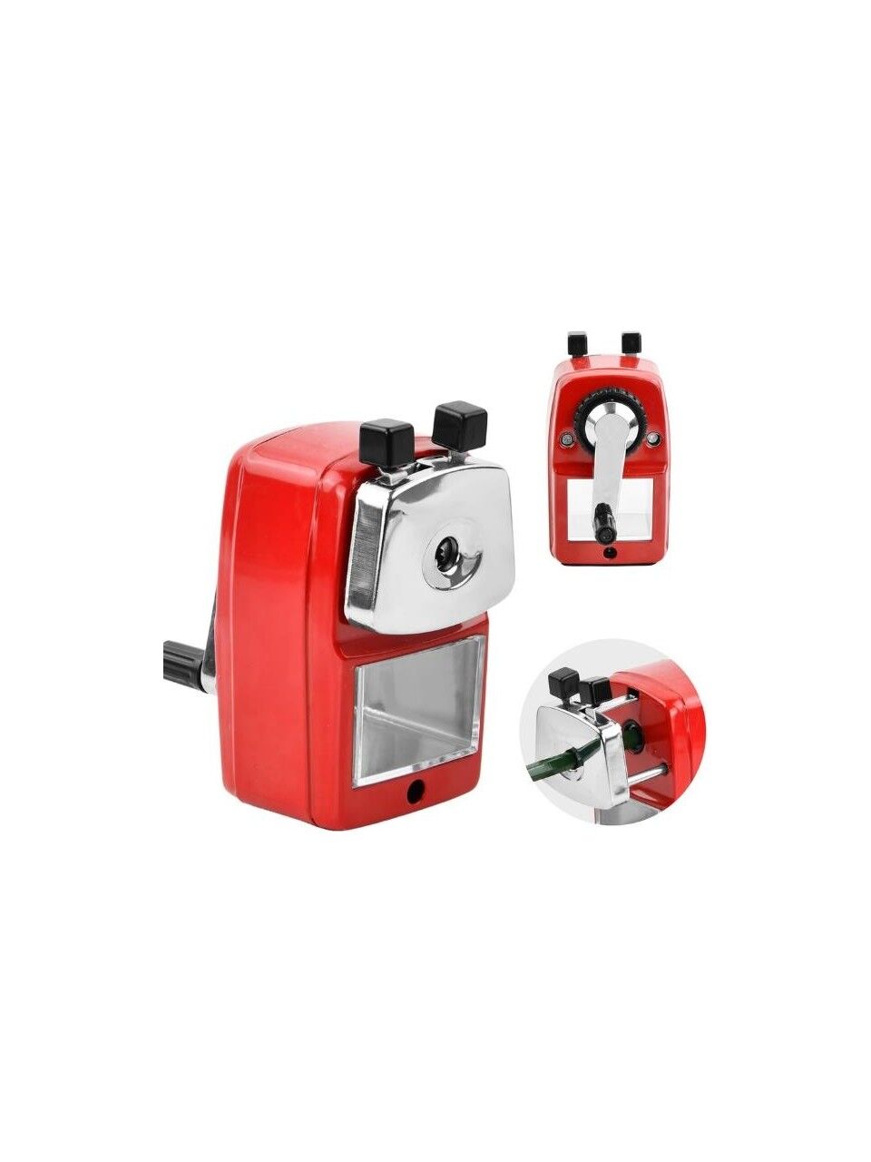 Mas Kalemtraş Kollu Masa Tipi Metal Küçük Kırmızı