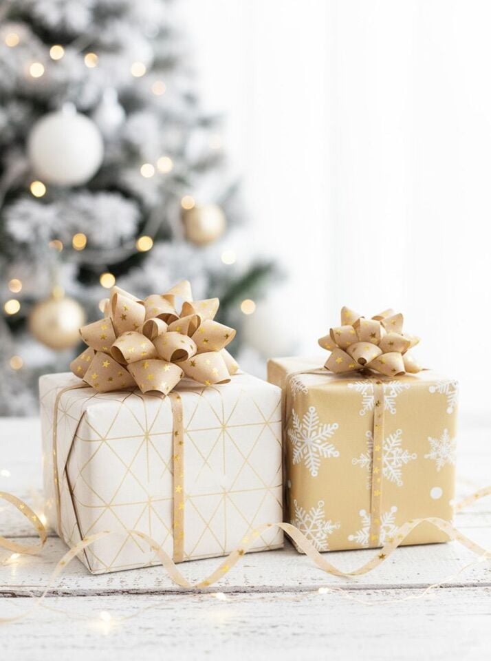 Astaş Hediye Paketi Süsü Rafya Yıldız Set Kraft Altın Yildizli 5 Mm x 10 M