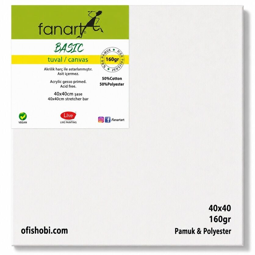 Fanart Basic Tuval Pamuk & Polyester 160 Gr 40x40 Cm