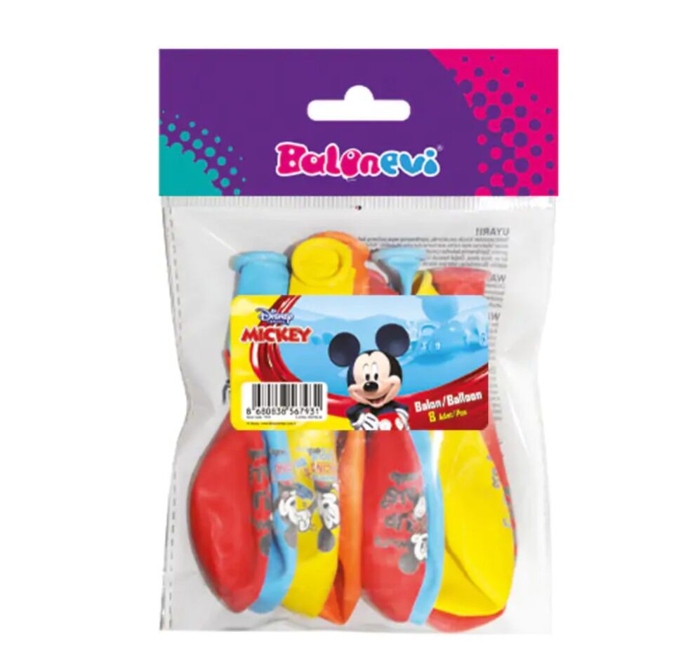 Balon 12'' Mickey Playful Hous Baskılı Balon 8 Li