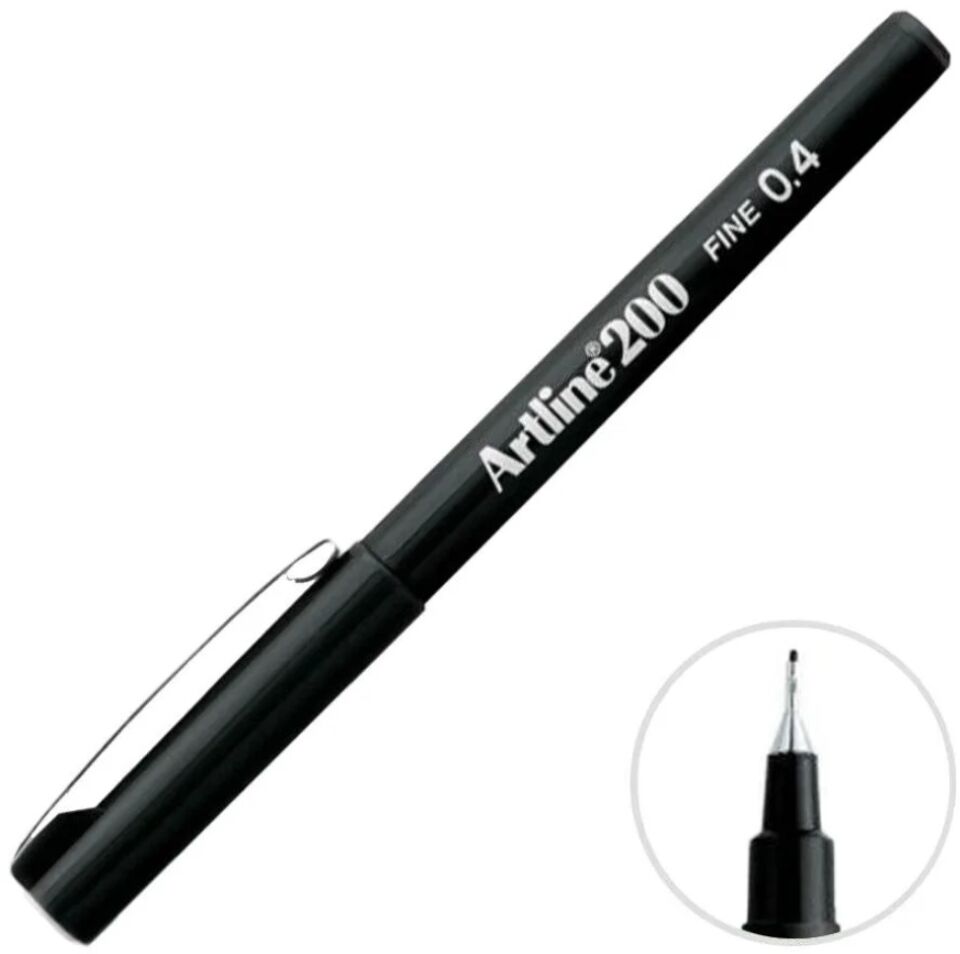 Artline 200N Fine Keçe Uçlu Yazı Kalemi Uç:0,4 Mm Siyah