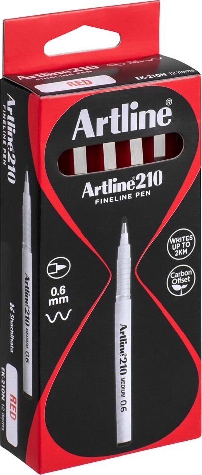 Artline 210N Keçe Uçlu Yazı Kalemi Uç :0,6 Mm Koyu Kırmızı