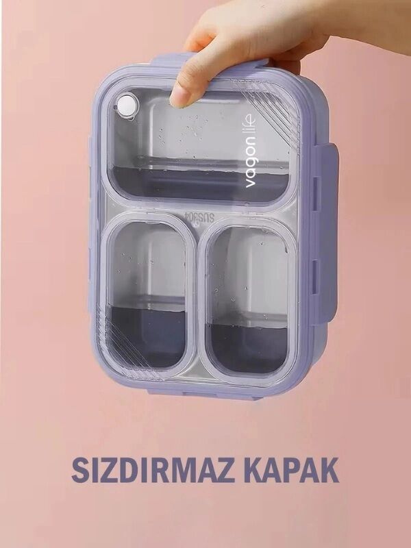 Vagonlife 620 Ml 3 Bölmeli Paslanmaz Çelik Lunch Box