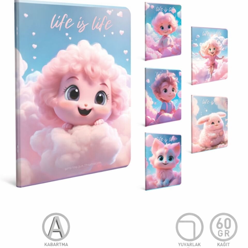 Gıpta Life İs Life Tel Dikişli Pp Kapak Defter A4 60 Yaprak Kareli