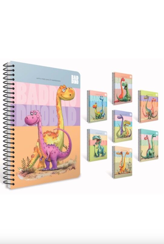 Gıpta Bad Dino Spiralli Karton Kapak Defter A4 80 Yaprak Çizgili