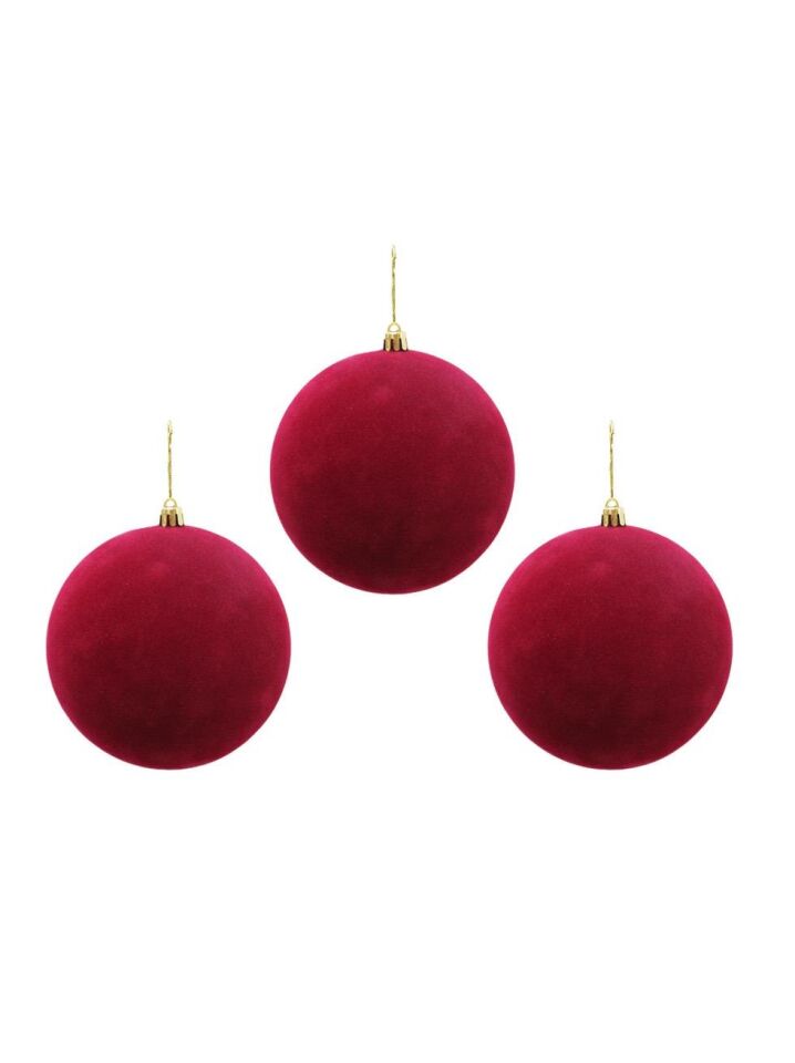 Astaş Kadife Top Bordo 10 Cm 3 Lü