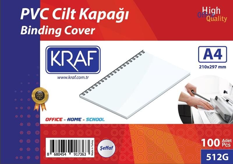Kraf Cilt Kapağı A4 160 Micron 100 Lü Şeffaf 512G