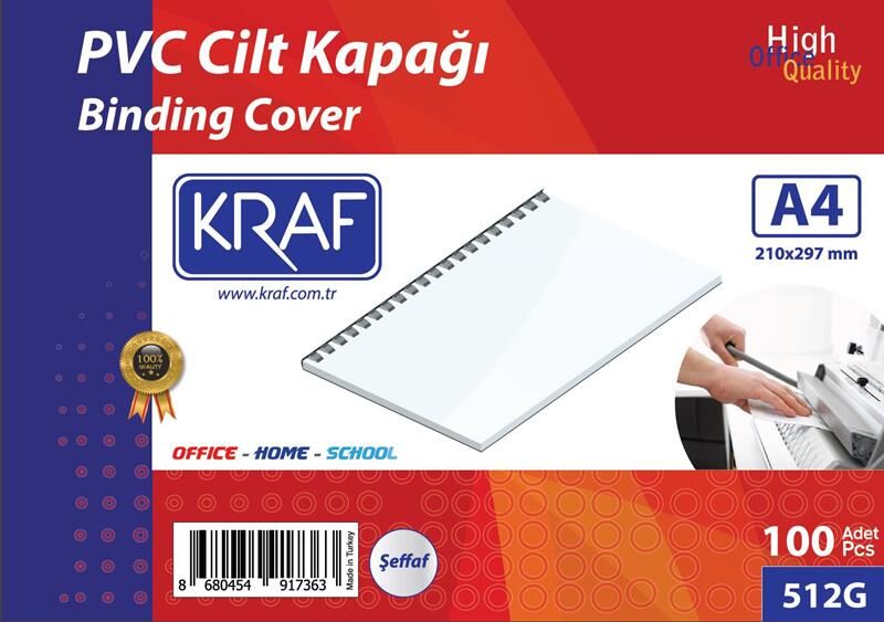 Kraf Cilt Kapağı A4 160 Micron 100 Lü Şeffaf 512G