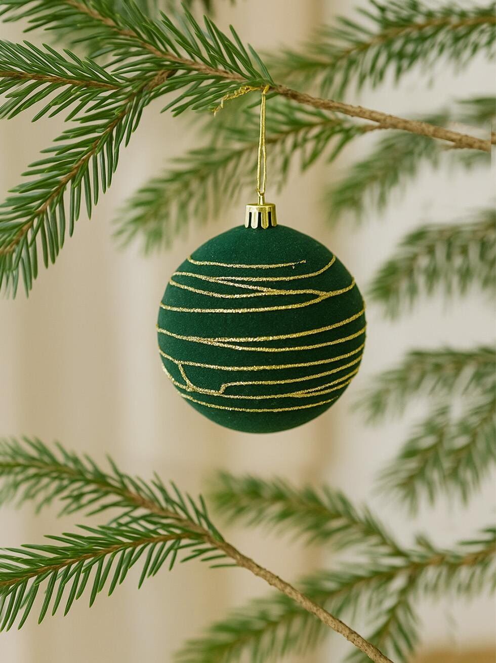 Astaş Altin Seritli Kadife Top Yesil 8 Cm 3 Lü