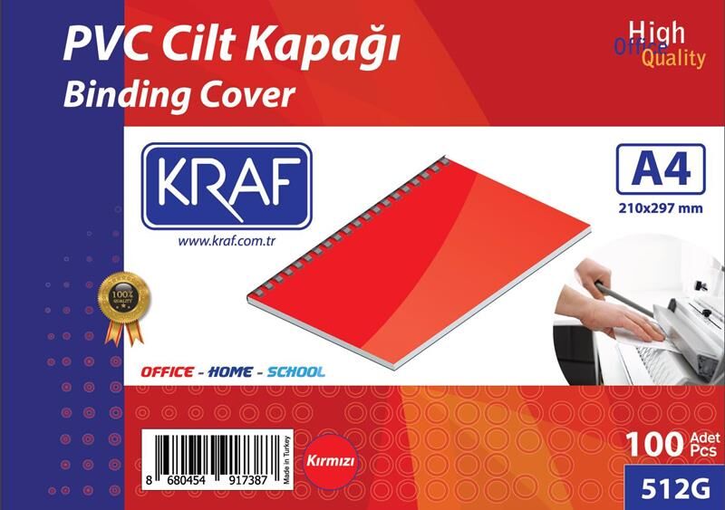 Kraf Cilt Kapağı A4 160 Micron 100 Lü Kırmızı 512G