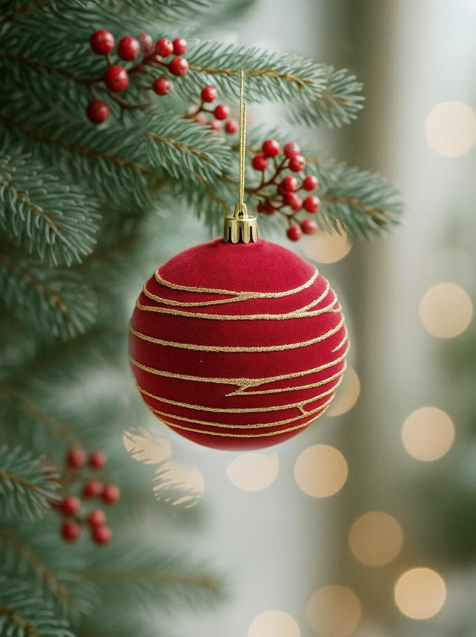 Astaş Altin Seritli Kadife Top Bordo 10 Cm 3 Lü