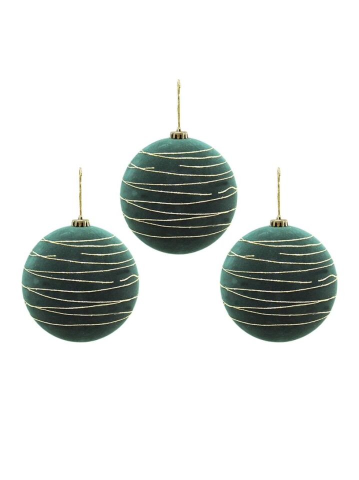 Astaş Altin Seritli Kadife Top Yesil 10 Cm 3 Lü