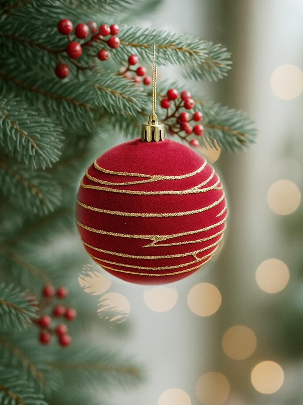 Astaş Altin Seritli Kadife Top Bordo 12 Cm 2 Li