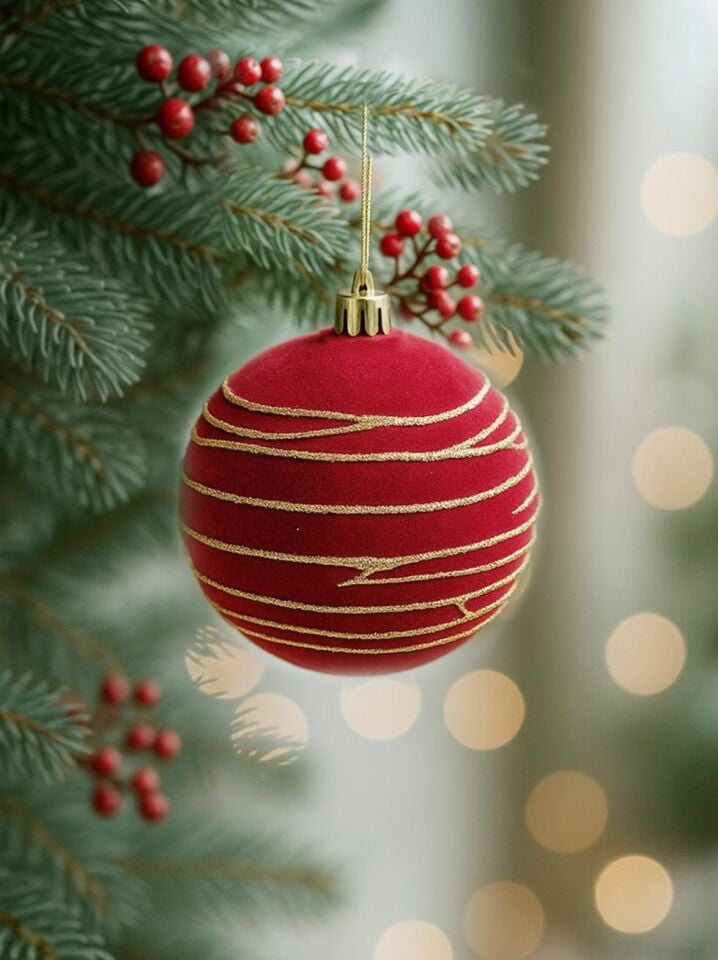 Astaş Altin Seritli Kadife Top Bordo 12 Cm 2 Li