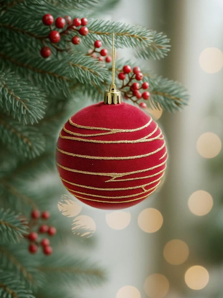 Astaş Altin Seritli Kadife Top Bordo 12 Cm 2 Li