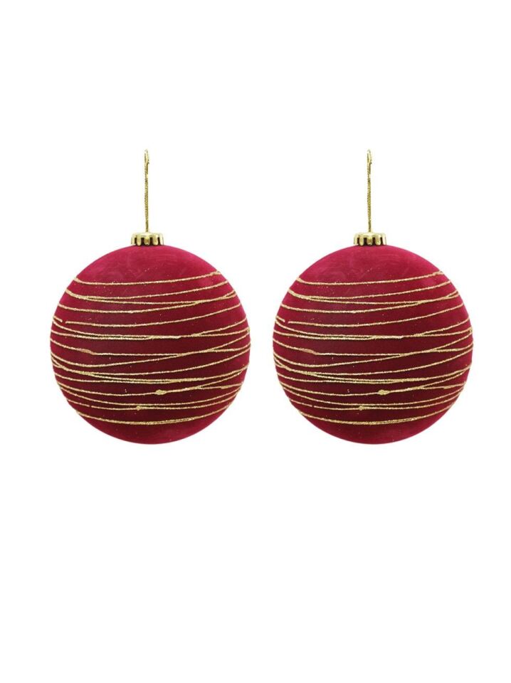 Astaş Altin Seritli Kadife Top Bordo 12 Cm 2 Li