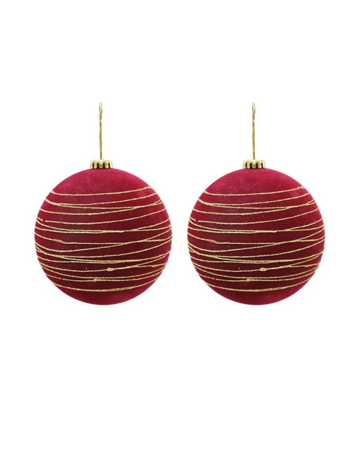 Astaş Altin Seritli Kadife Top Bordo 12 Cm 2 Li