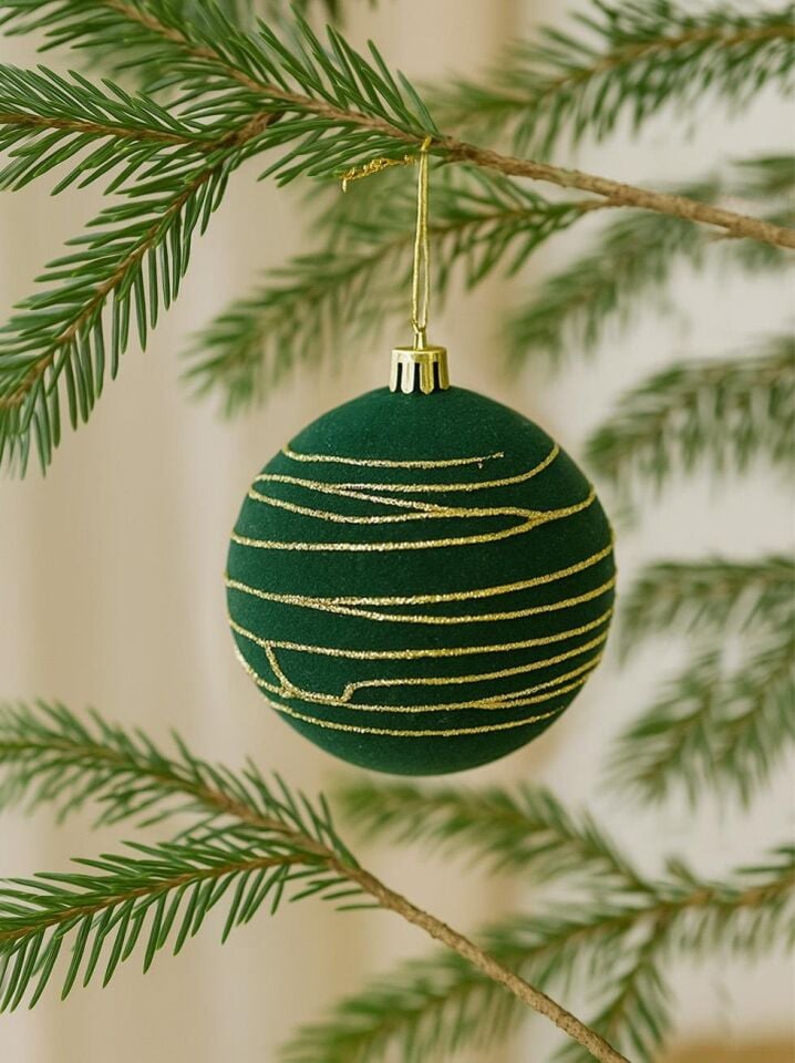 Astaş Altin Seritli Kadife Top Yesil 12 Cm 2 Li