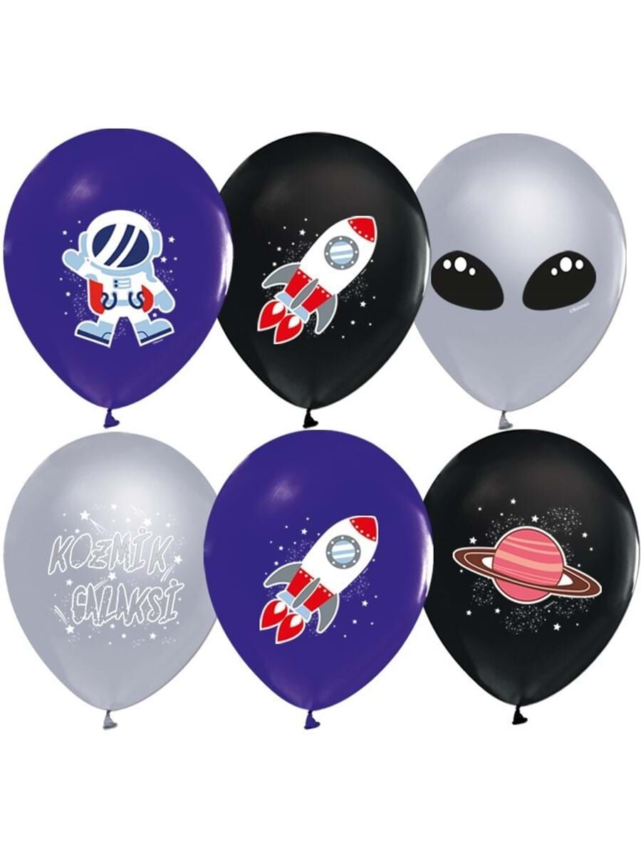 Balon 12'' Kozmik Galaksi Baskılı 8 Li    