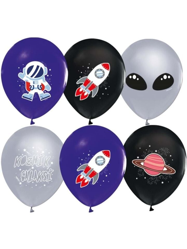Balon 12'' Kozmik Galaksi Baskılı 8 Li    