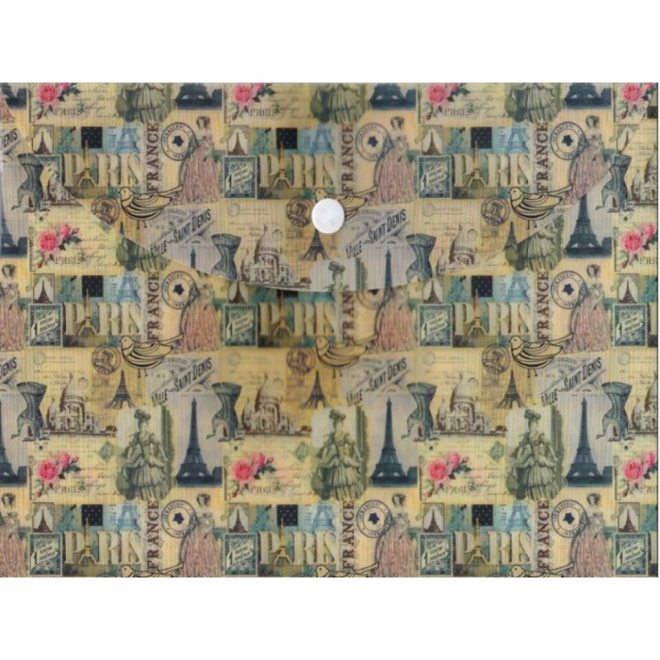 Taros Vintage Label Desenli A5 Çıt Çıt Dosya