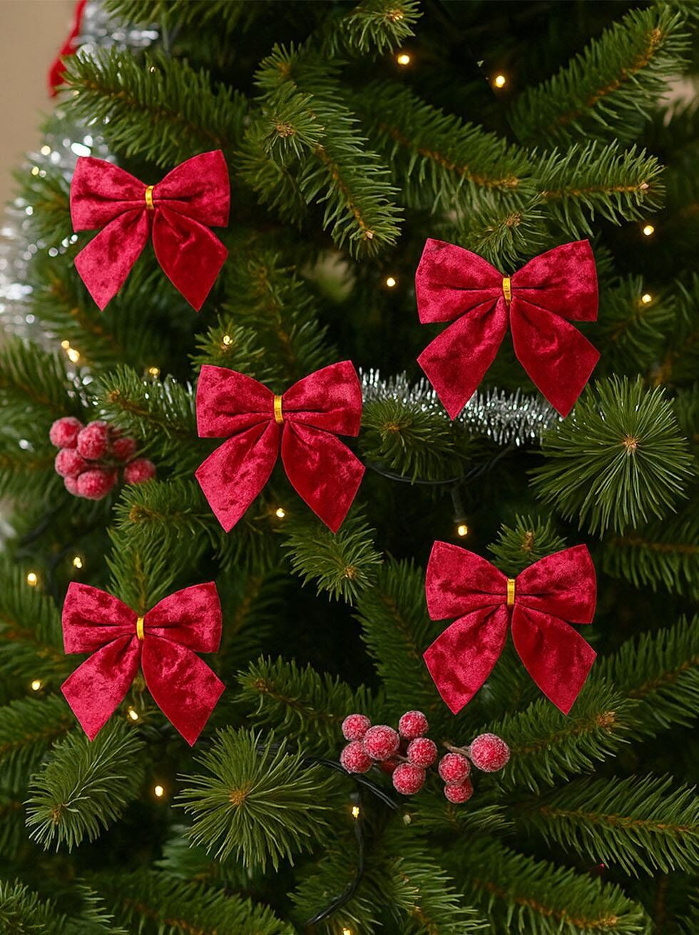 Astaş Kirmizi Kadife Fiyonk 9  Cm 4 Lü