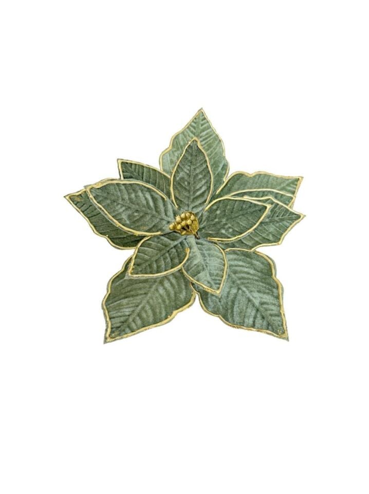 Astaş Altin Seritli Yilbasi Çiçegi Yag Yesili 30 Cm