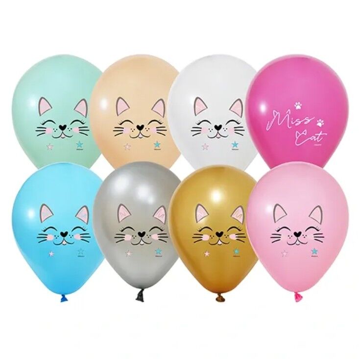 Balon 12'' Miss Cat Baskılı 8 Li    
