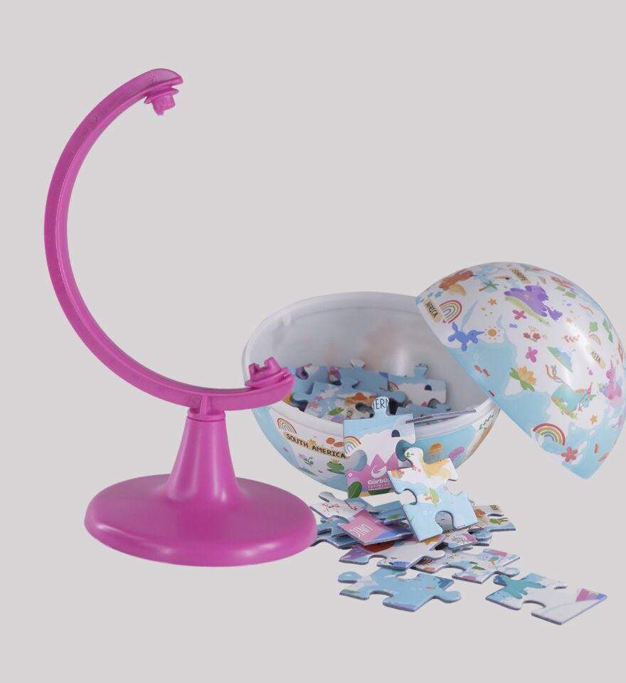 Gürbüz 15 Cm Kids Unicorn Adventure Globe Puzzle 54 Pcs