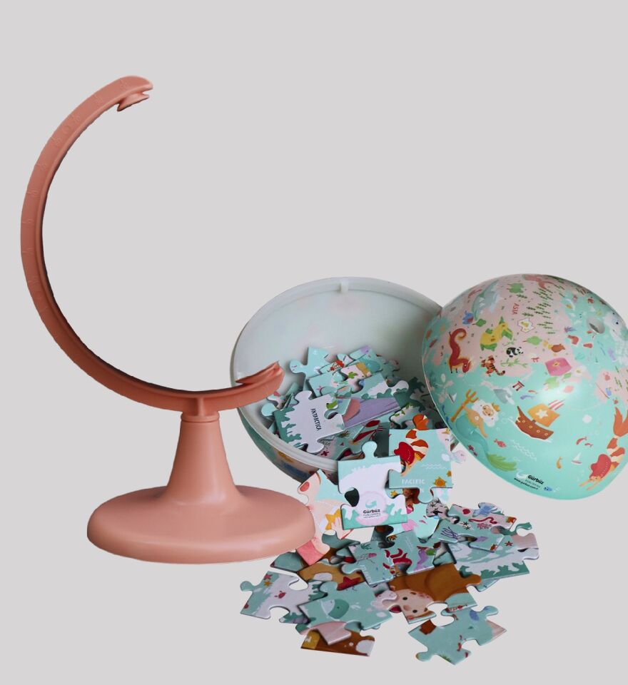 Gürbüz 15 Cm Kids Mermaid Journey Globe Puzzle 54 Pcs