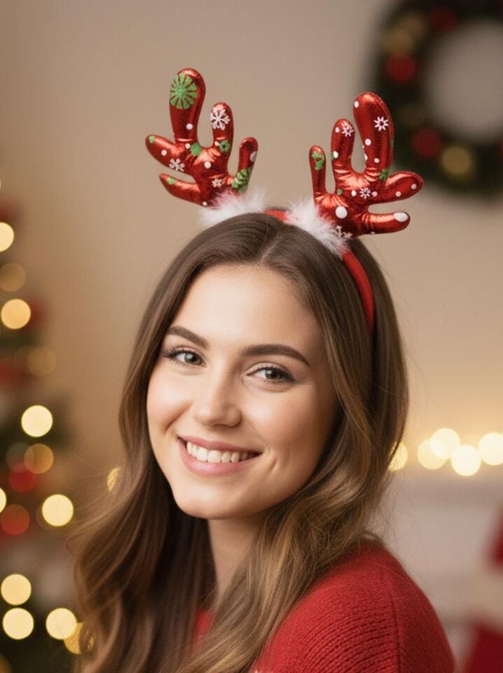 Astaş Yılbaşı Motifli Boynuzlu Taç