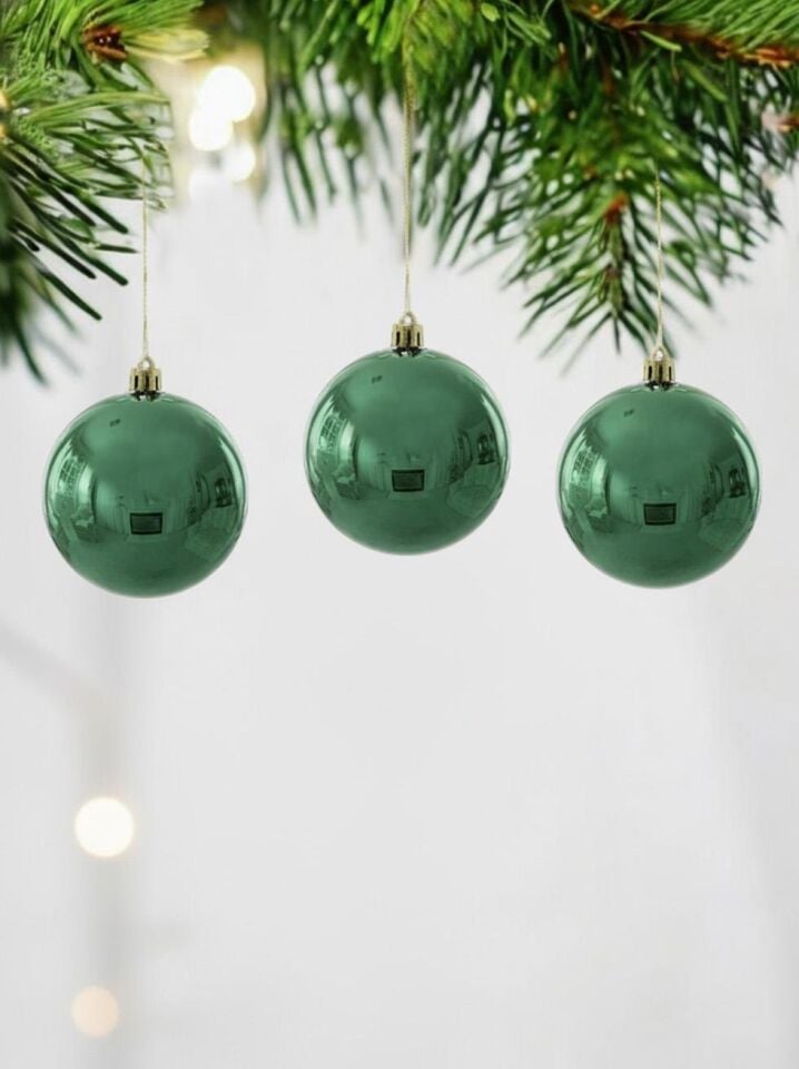 Astaş Yilbasi Topu Koyu Yesil 8 Cm 6 Li