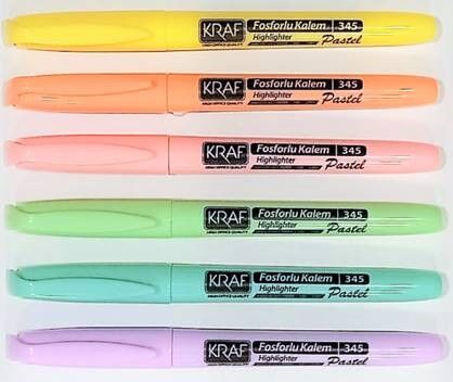 Kraf Fosforlu Kalem Pastel Kalem Tipi 345 6 Lı