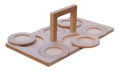 Okutan Ahşap Bardak Altlıklı Tepsi