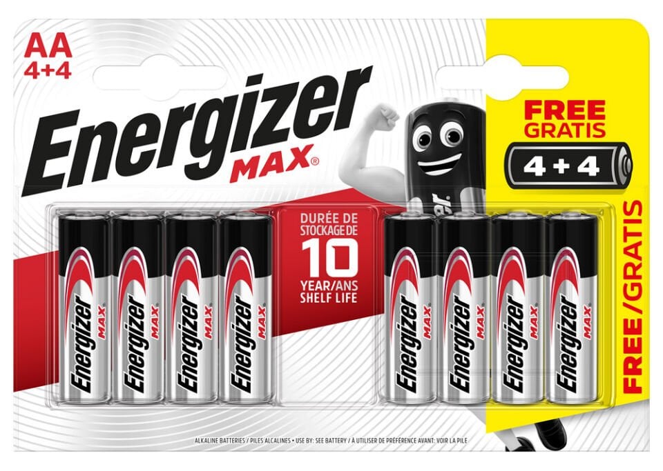 Energizer Pil Max Alk AA BP 8 Li 4+4
